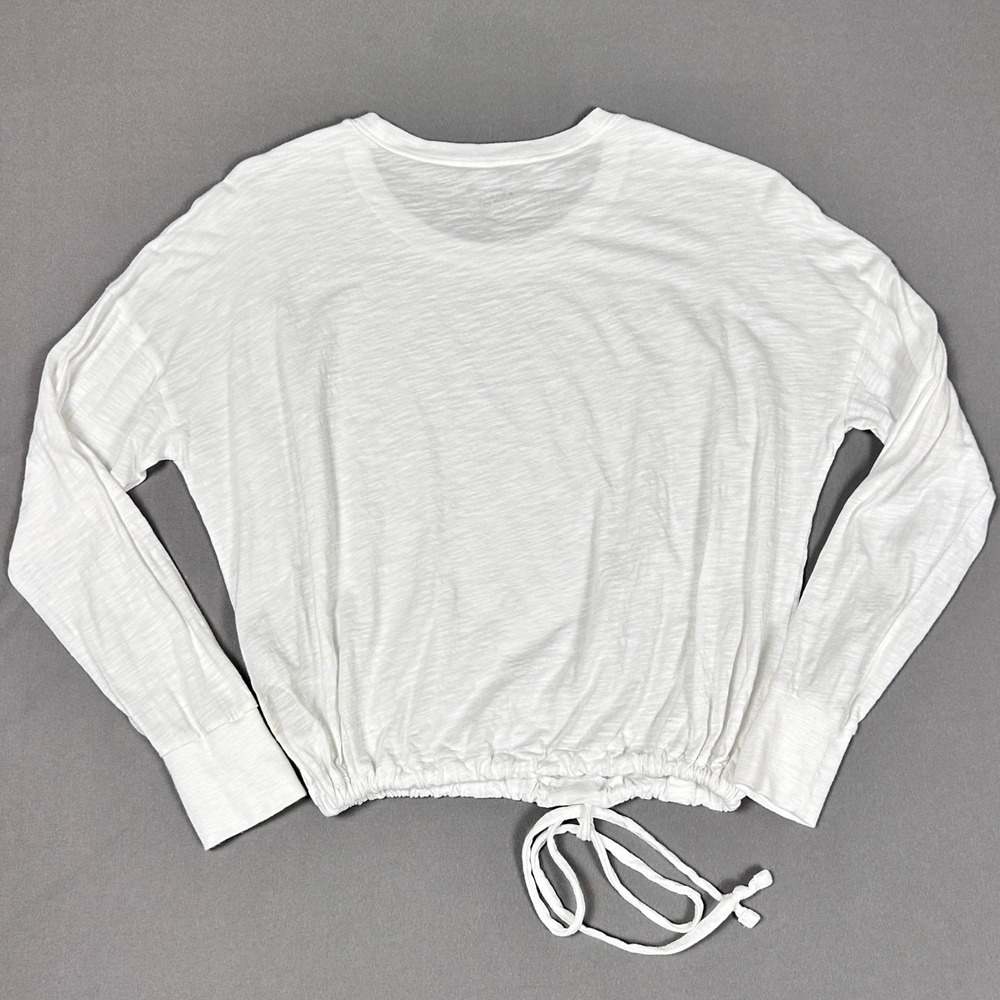 Madewell Long Sleeve T-Shirt Womens XS Oversized Cropped Cotton Drawstring White - Picture 6 of 10